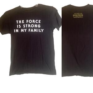 Disneyland Star Wars "The Force is Strong In My Family" Black T-Shirt Size S